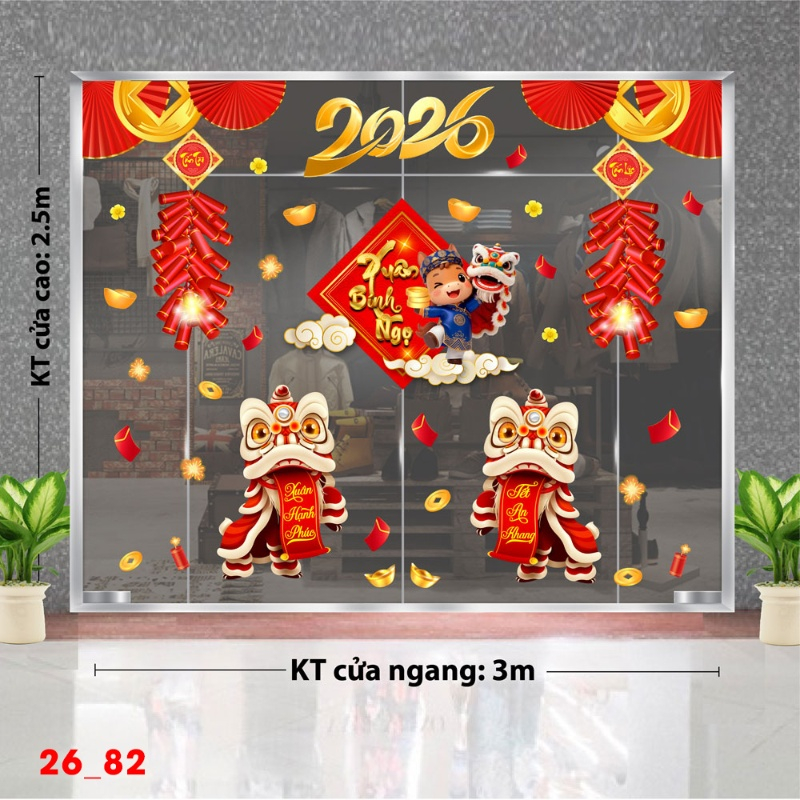 Decal dán tường Decal dán Tết 2026 - Tết xuân Combo 82