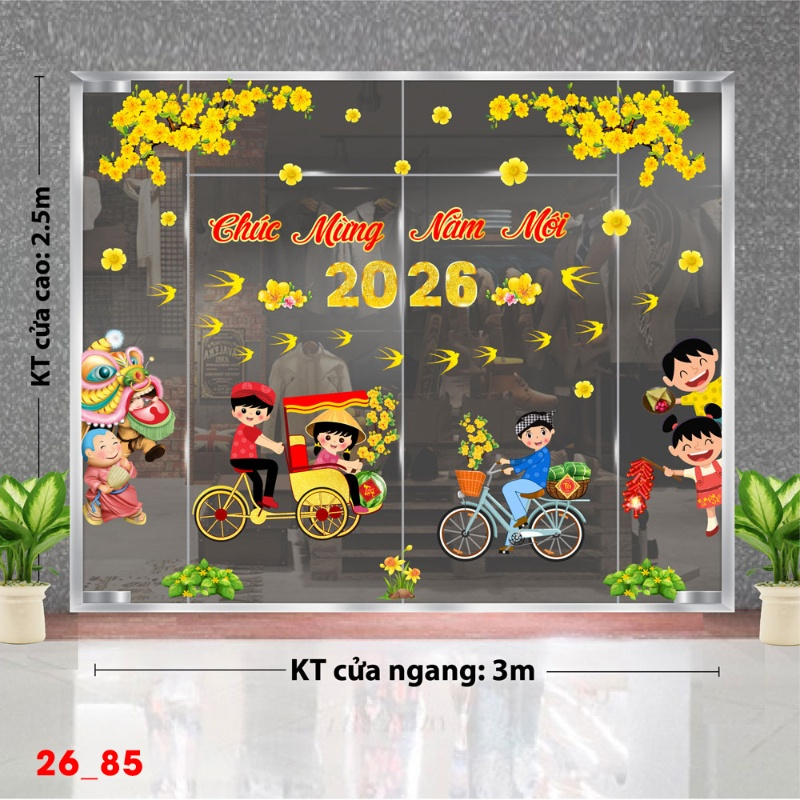 Decal dán tường Decal dán Tết 2026 - Tết xuân Combo 85