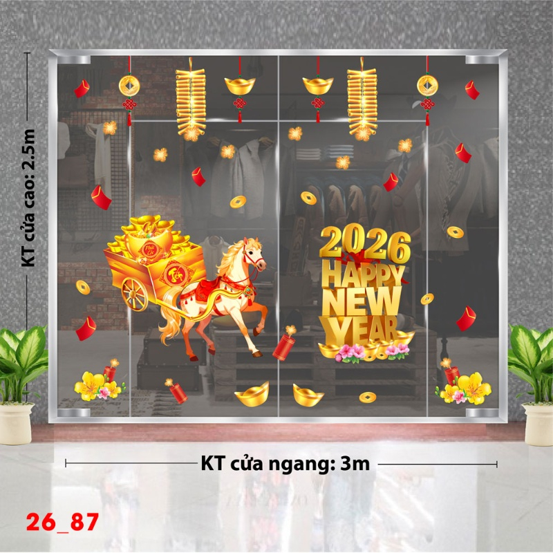 Decal dán tường Decal dán Tết 2026 - Tết xuân Combo 87