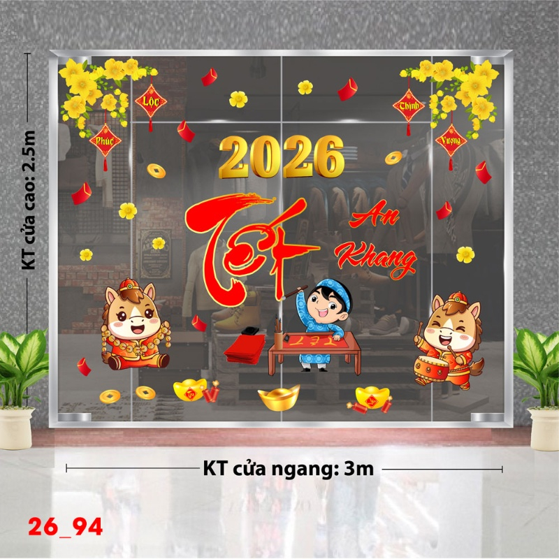 Decal dán tường Decal dán Tết 2026 - Tết xuân Combo 94