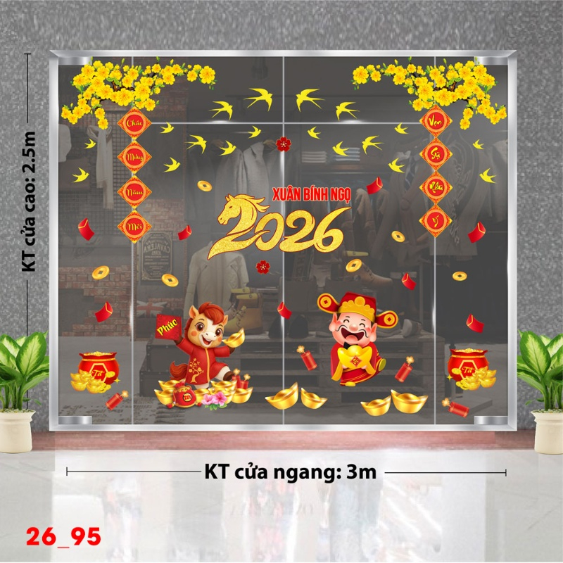 Decal dán tường Decal dán Tết 2026 - Tết xuân Combo 95