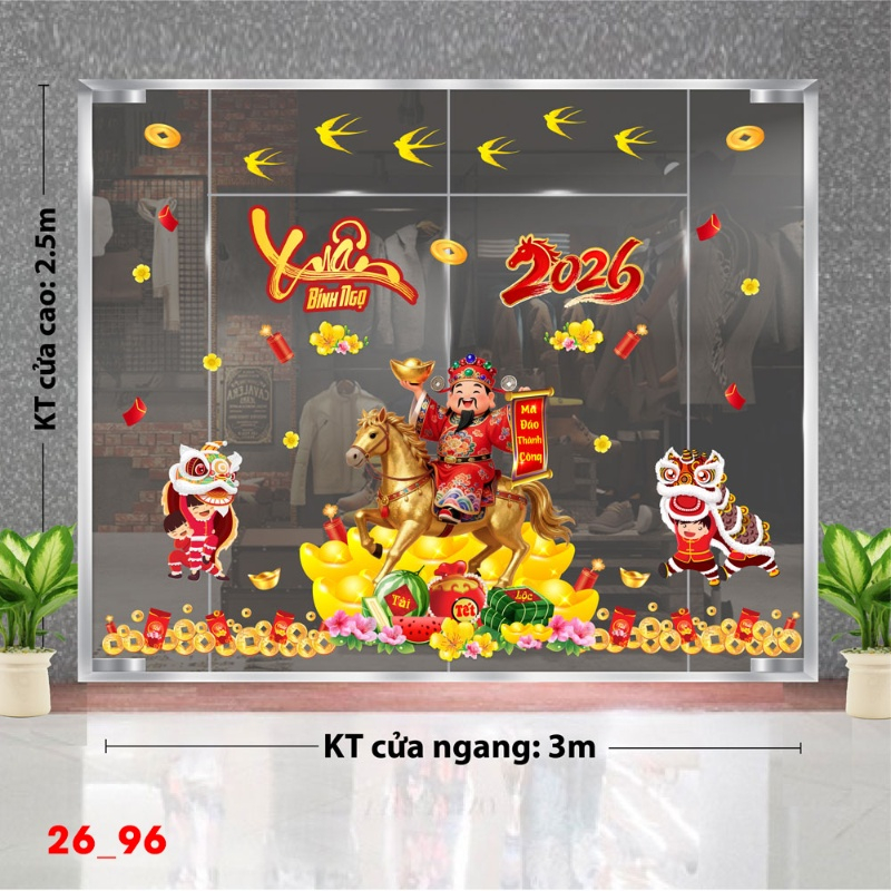Decal dán tường Decal dán Tết 2026 - Tết xuân Combo 96