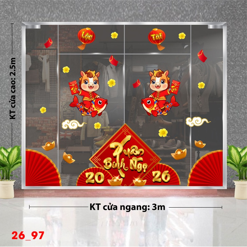 Decal dán tường Decal dán Tết 2026 - Tết xuân Combo 97