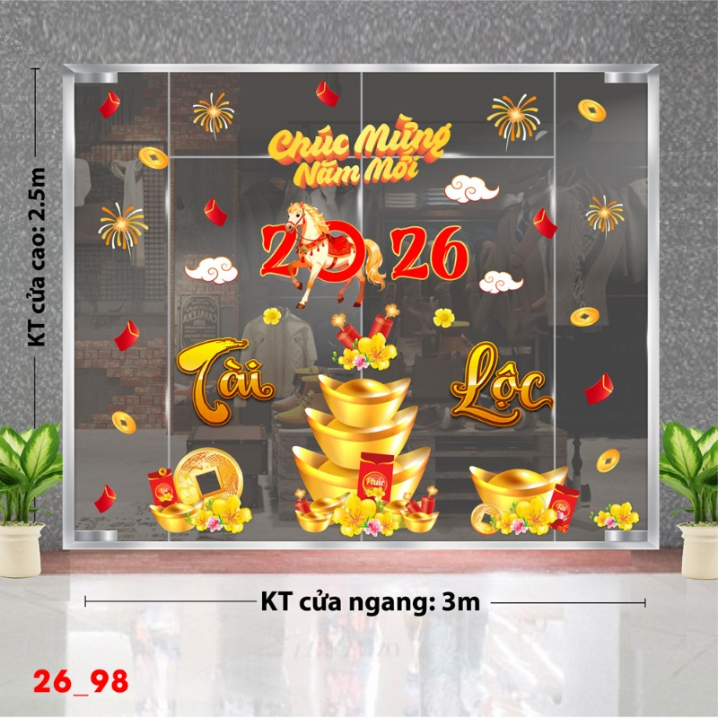Decal dán tường Decal dán Tết 2026 - Tết xuân Combo 98