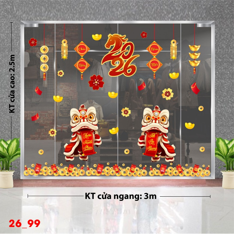 Decal dán tường Decal dán Tết 2026 - Tết xuân Combo 99