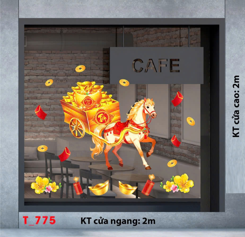 Decal dán tường Decal dán Tết  2026 - Tết xuân combo số 13