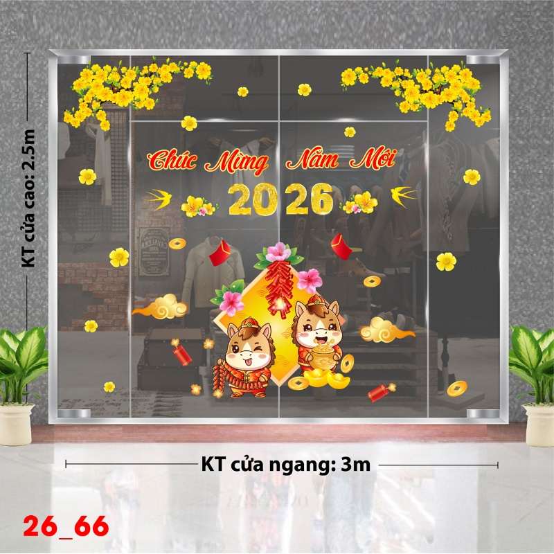 Decal dán tường Decal dán Tết  2026 -Tết xuân Combo 66