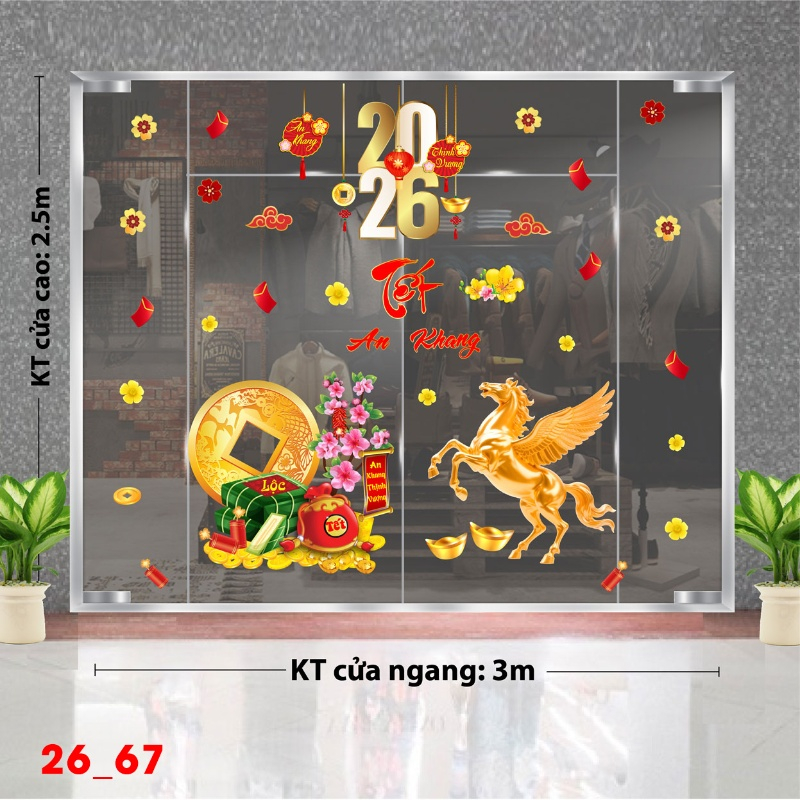 Decal dán tường Decal dán Tết 2026 -Tết xuân Combo 67