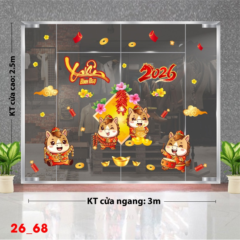 Decal dán tường Decal dán Tết 2026 -Tết xuân Combo 68
