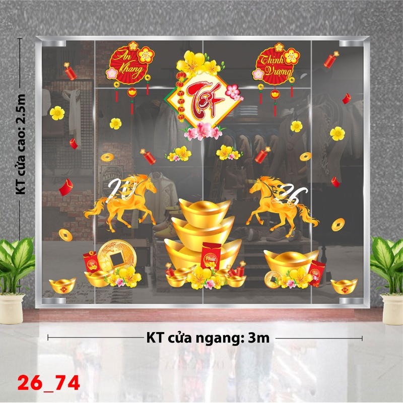 Decal dán tường Decal dán Tết 2026 -Tết xuân Combo 74