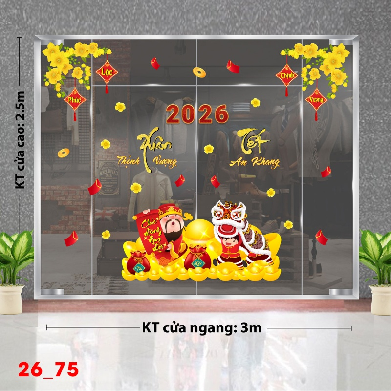 Decal dán tường Decal dán Tết 2026 -Tết xuân Combo 75