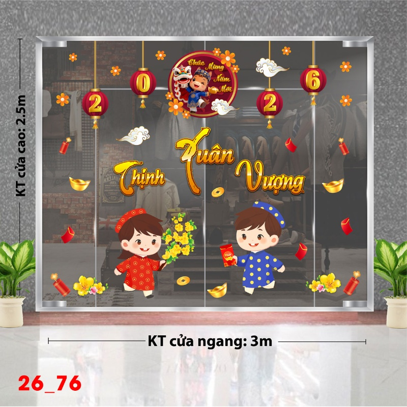 Decal dán tường Decal dán Tết 2026 -Tết xuân Combo 76
