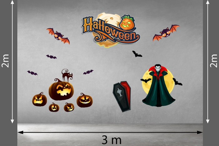 Decal dán tường Decal Halloween - Bí ma và mèo