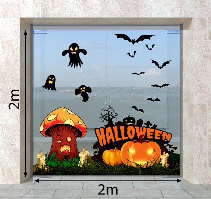 Decal dán tường Decal Halloween-  cây nấm ma
