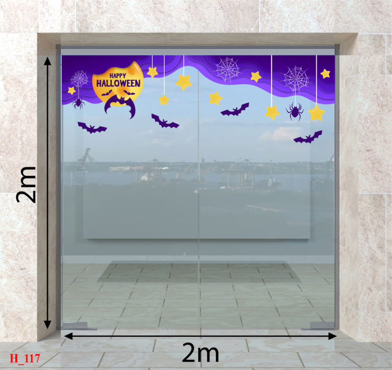 Decal dán tường Decal Halloween -Dơi và trăng vàng