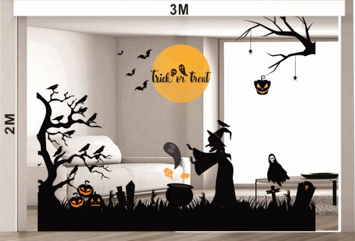 Decal dán tường Decal halloween trick treat 4