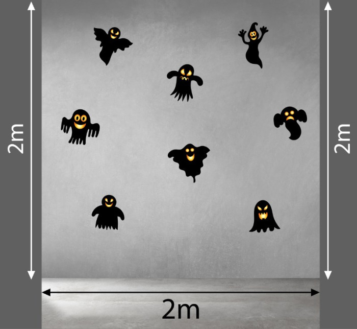 Decal dán tường Decal Halloween những bóng ma đen