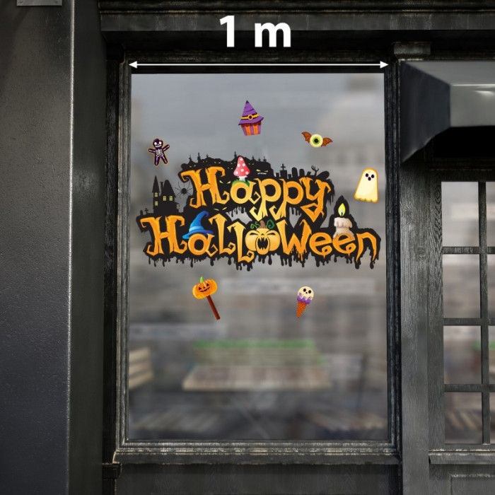 Decal dán tường Decal Halloween và kẹo bí ngô