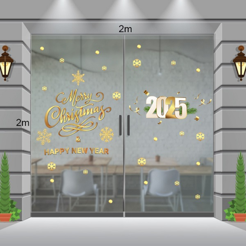 Decal dán tường Decal noel Chữ merry christmas số 2025