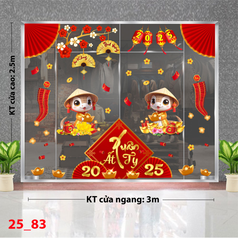 Decal dán tường Decal tết 2025 - Combo  83