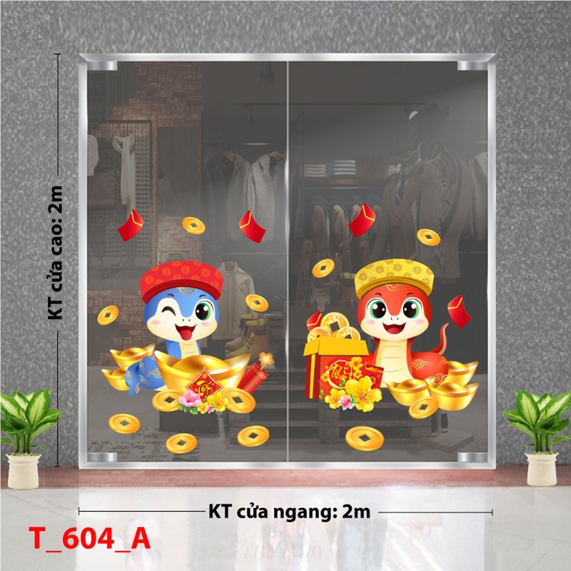 Decal dán tường         Decal tết 2025  -Tết 604A