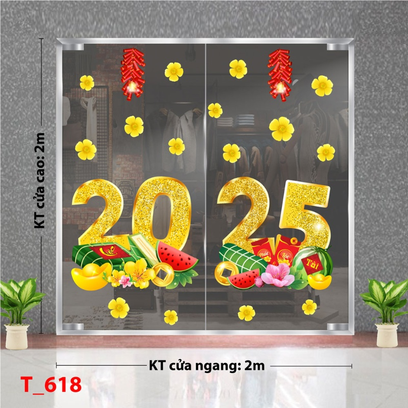 Decal dán tường    Decal tết 2025 -Tết 618