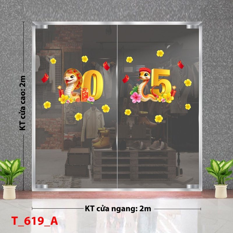 Decal dán tường    Decal tết 2025- Tết 619A