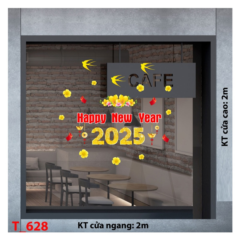 Decal dán tường Decal tết 2025 -Tết 628