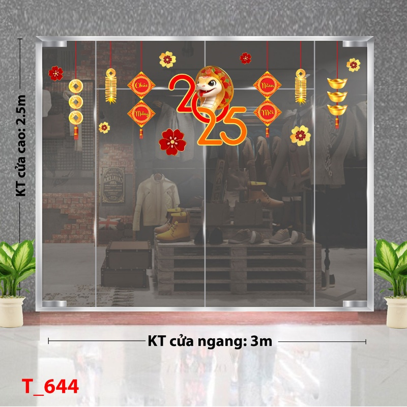 Decal dán tường   Decal tết 2025 -Tết 644 A