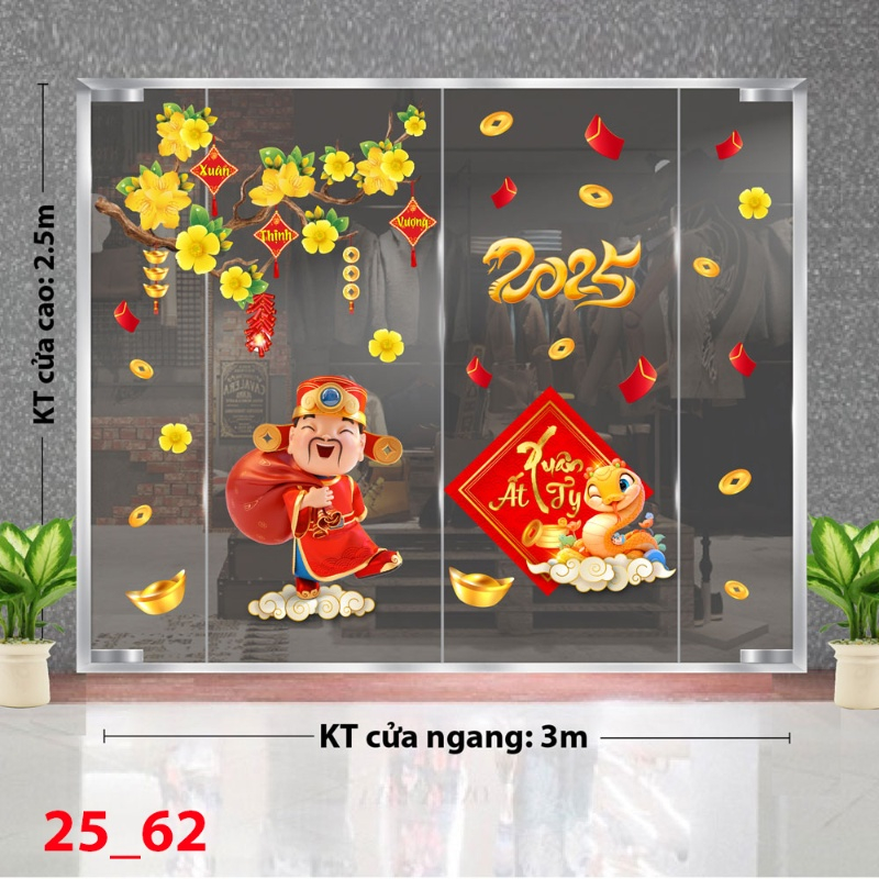 Decal dán tường Decal Tết xuân 2025 - Combo 62