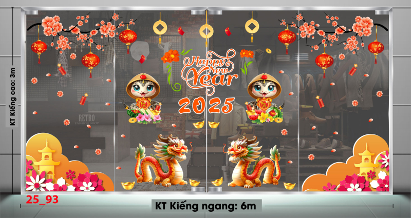 Decal dán tường Decal Tết xuân 2025 - Combo 93