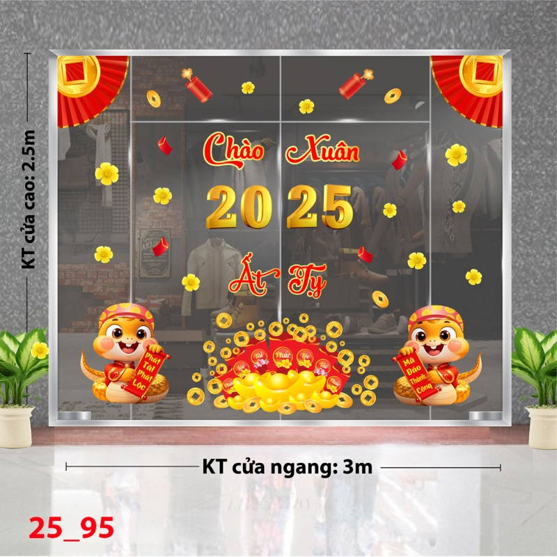 Decal dán tường Decal Tết xuân 2025 - Combo 95