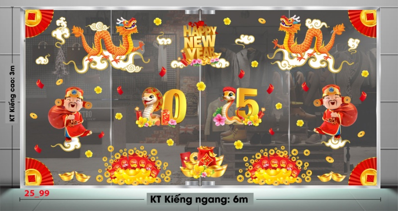 Decal dán tường Decal Tết xuân 2025 - Combo 99