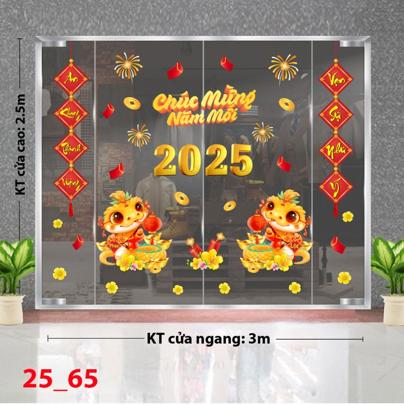 Decal dán tường Decal Tết xuân 2025 - Combo tết 65