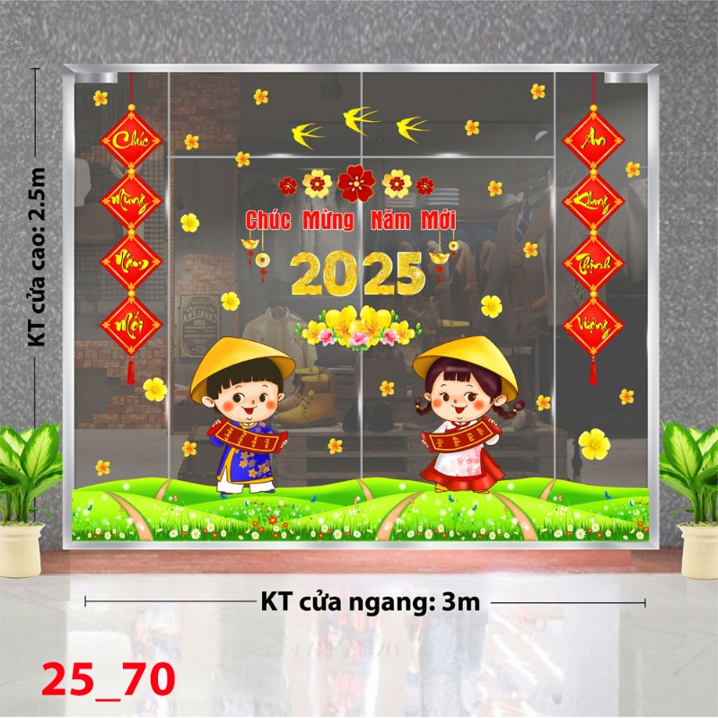 Decal dán tường Decal Tết xuân 2025 -  Combo tết 70