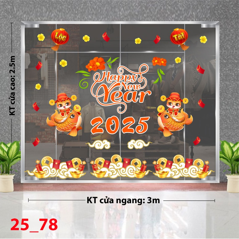 Decal dán tường Decal Tết xuân 2025 - Combo tết 78