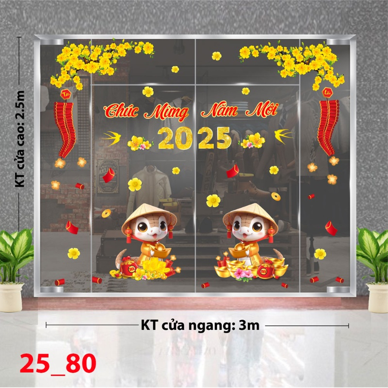 Decal dán tường Decal Tết xuân 2025 - Combo tết 80