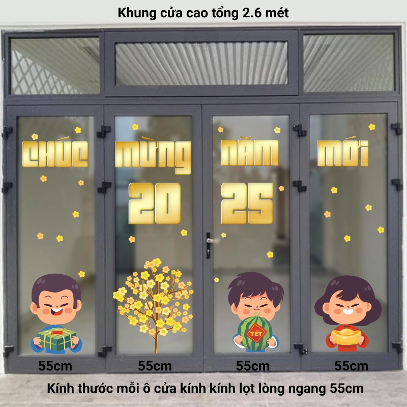 Decal Tết xuân 2025 - Decal cửa 4 cánh 6