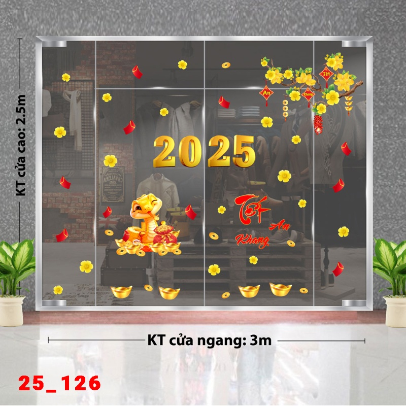 Decal dán tường Decal Tết xuân 2025 - Tết combo 126