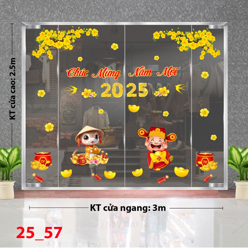 Decal dán tường Decal Tết xuân 2025 -Combo Tết 57