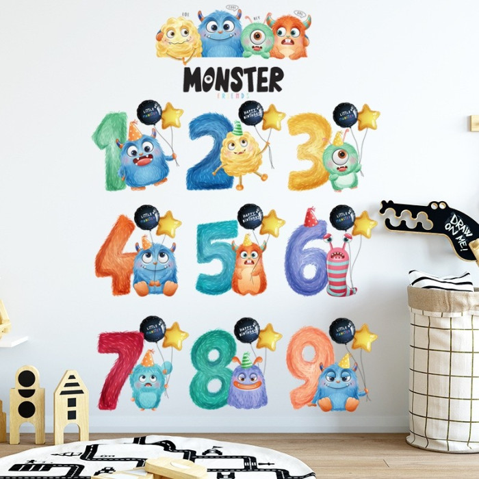 Decal dán tường Decal thú học chữ số decal dán tường, size 0,50 x 0,72(m)(dài x rộng), dán phòng bé gái, chi tiết rời ở TPHCM