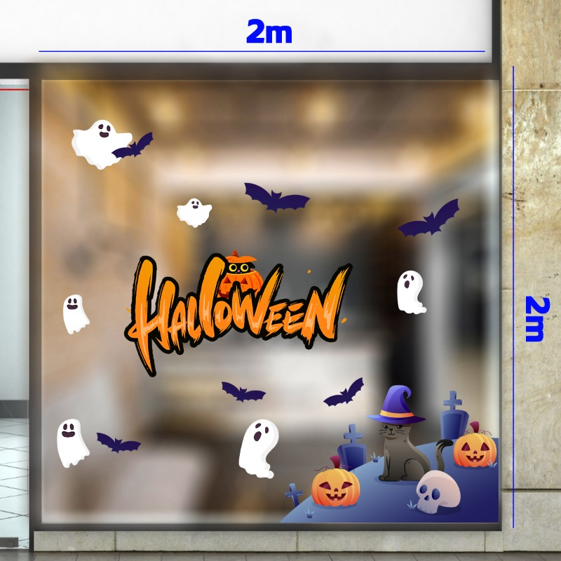 Decal dán tường Decal  trang trí halloween combo 2m Mèo đen