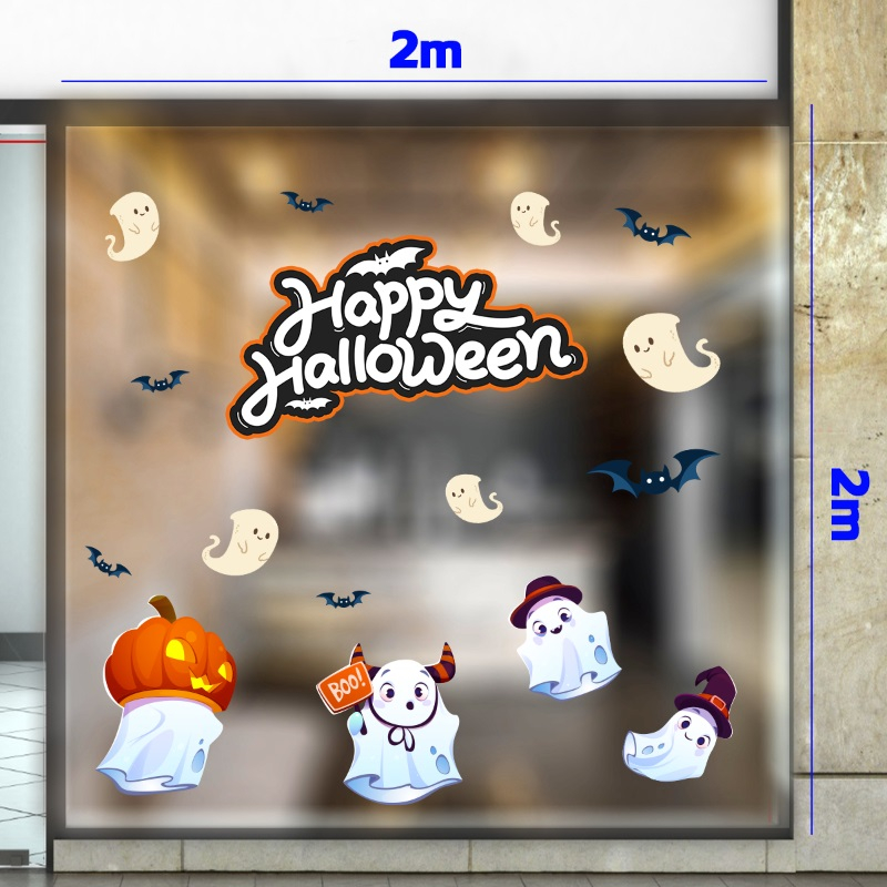 Decal dán tường Decal  trang trí halloween combo 2m bóng ma trắng bay