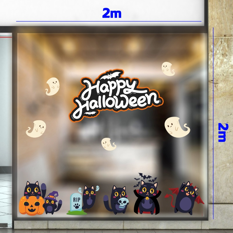 Decal dán tường  Decal  trang trí halloween combo 2m bí ngô và bóng ma