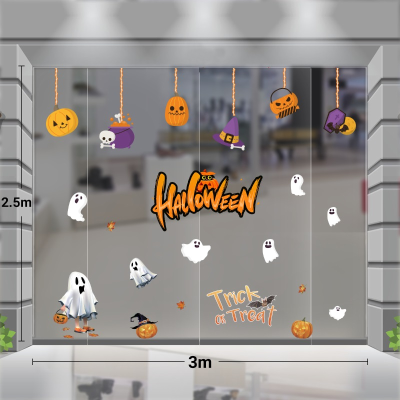 Decal dán tường  Decal  trang trí halloween combo 3m  bóng ma bay