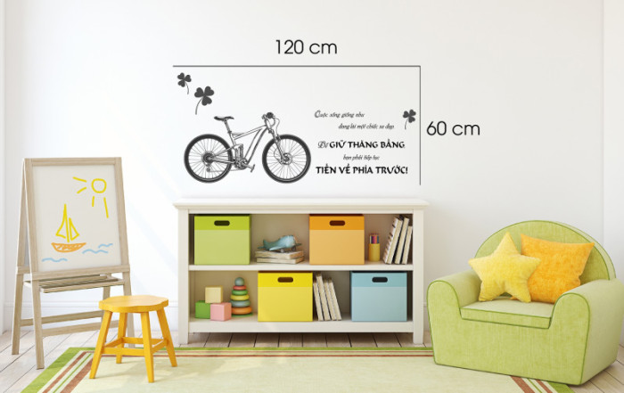 Decal dán tường Decal trang trí quán số 20 - Xe đạp màu đen