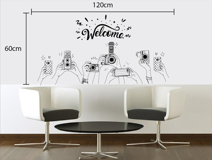 Decal dán tường Decal trang trí quán số 8