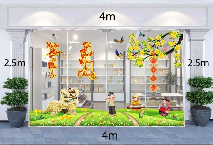 Decal dán tường Decal trang trí tết xuân 2020 combo số 35