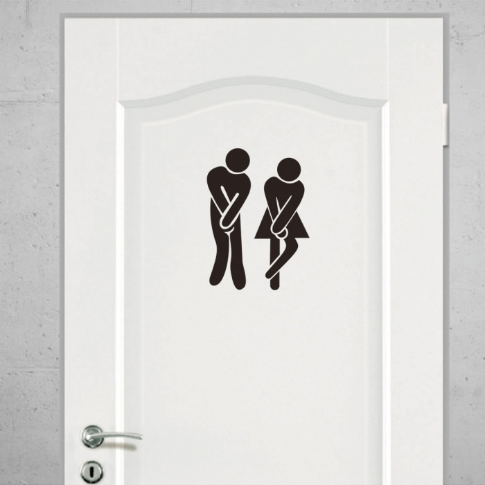 Decal bảng hiệu toilet - nam nữ màu đen, dán tường, trang trí cửa phòng tắm, toilet đẹp lạ mắt TPHCM - 2