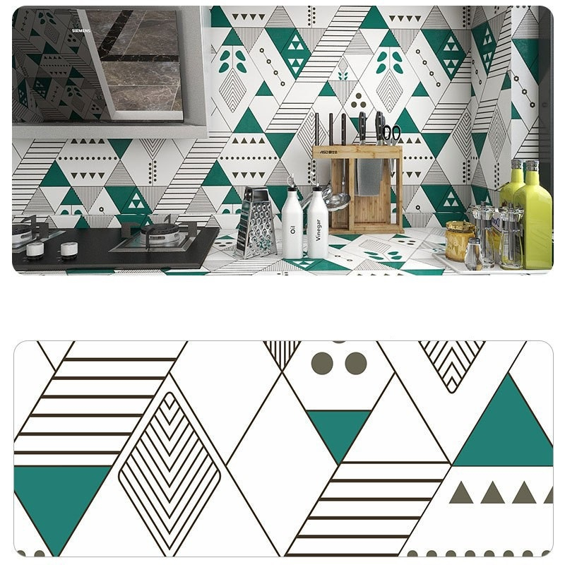 Decal dán tường Giấy decal dán bếp hình học xanh